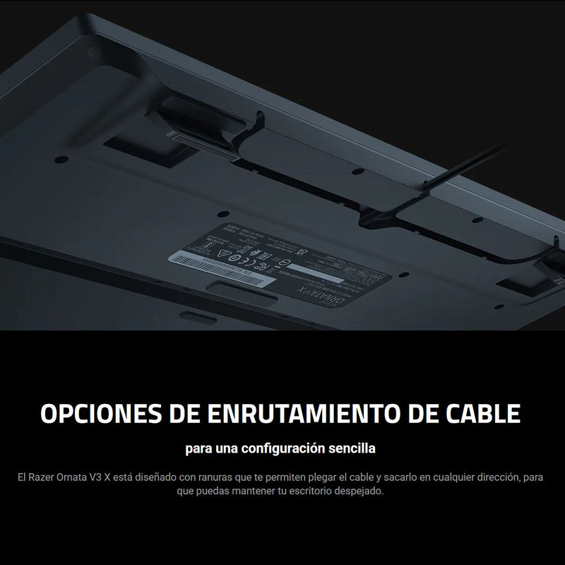 Razer Teclado Ornata V3 X RGB gaming con teclas low-profile, silencioso, reposamuñecas ergonómico y resistente En Español