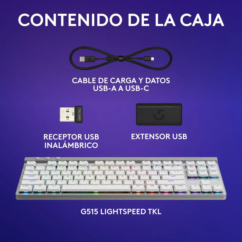 Teclado Gamer Mecánico Logitech G515 Tkl Con Rgb Lightsync Blanco