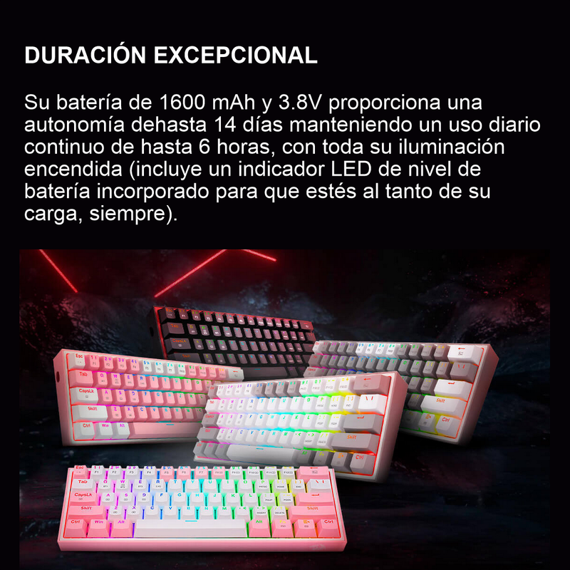 Teclado Gamer Mecánico Inalámbrico Redragon K616rgb Fizz Pro