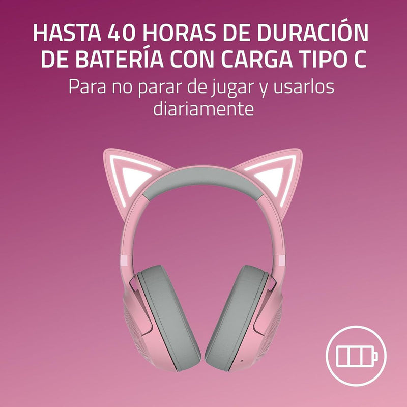 Audífonos Gamer Razer Kraken Kitty V2 BT Inalámbricos Rosa RGB Bluetooth 5.2