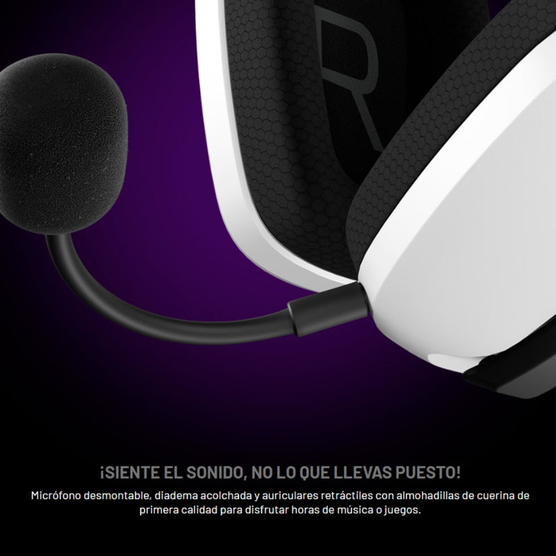 Diadema Gamer Primus Arcus 360bt, Microfono Extraible, Conexión USB 2.4Ghz / Bluetooth / Blanco