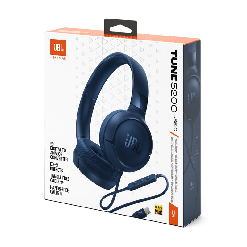 Jbl Tune 520c Diadema Manos Libres Usb-c / Sonido Pure Bass Azul