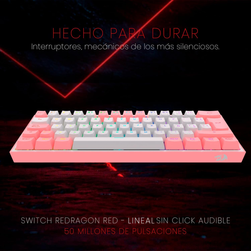 Teclado Gamer Mecánico Wireless Redragon K616rgb-pw Fizz Pro