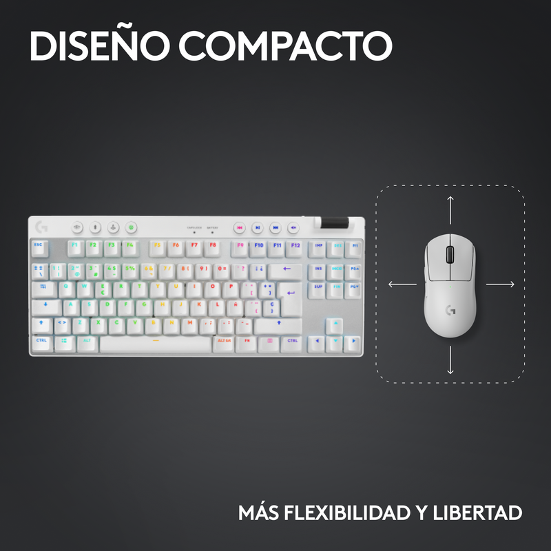 Teclado Gamer Lightspeed/bt, Logitech G Pro X Tkl / Rgb, Wht