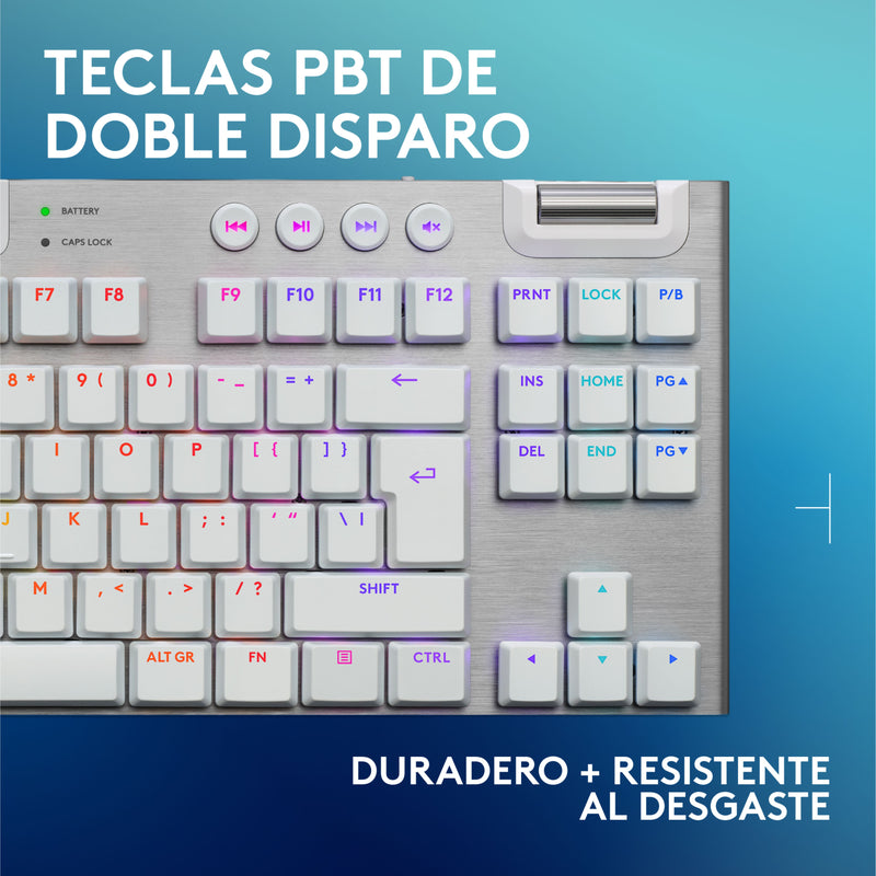 Teclado Gamer Mecánico Logitech G915 X Lightspeed Tkl, Wht