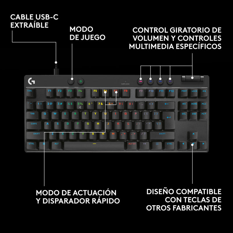 Teclado Gamer Inalámbrico Logitech G Pro X Tkl Lightspeed Negro