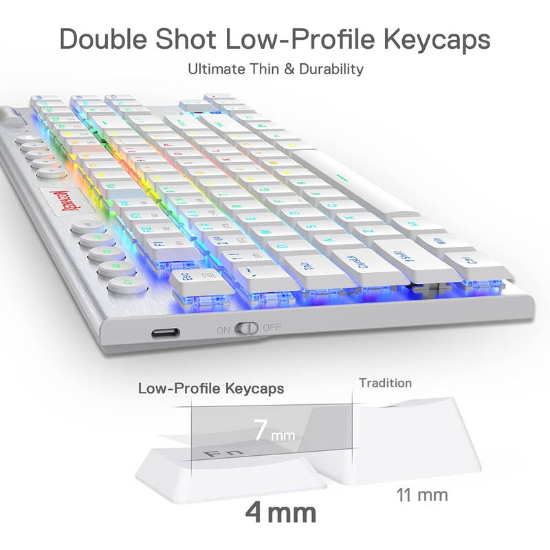 Teclado Gamer Inalámbrico Redragon K621w Rgb Horus Tkl, Red