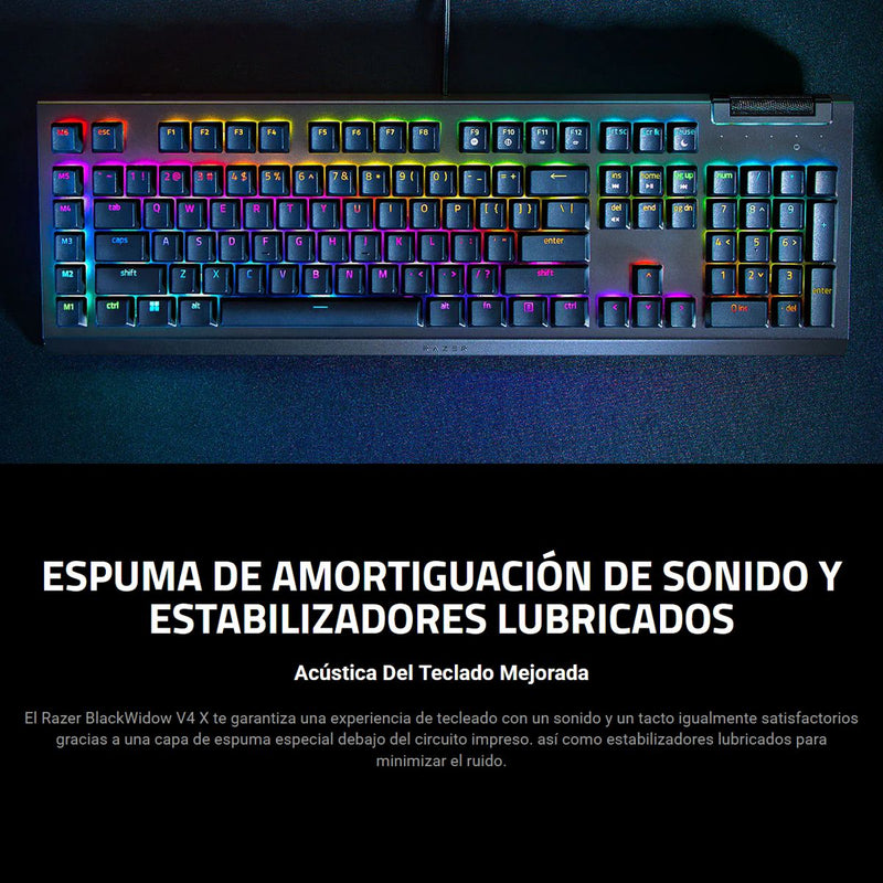 Razer Blackwidow V4 X, Teclado Gamer Mecánico Rgb Esp Yellow