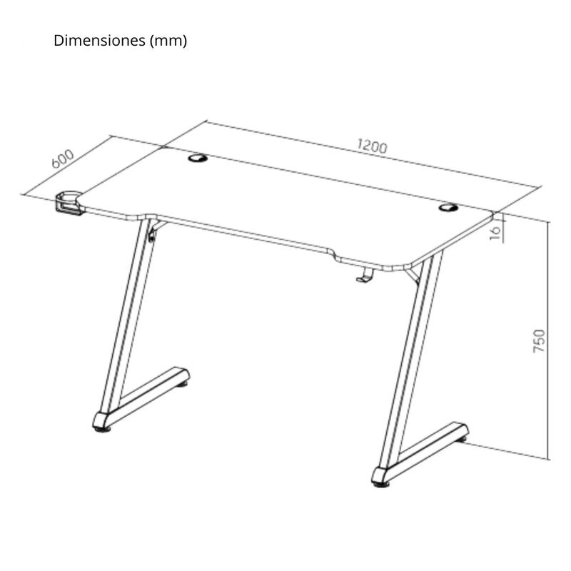 Escritorio Gamer TechGo MPCG-07 Diseño Z Superficie Texturizada 120cm*60cm Portavasos Soporte Diadema