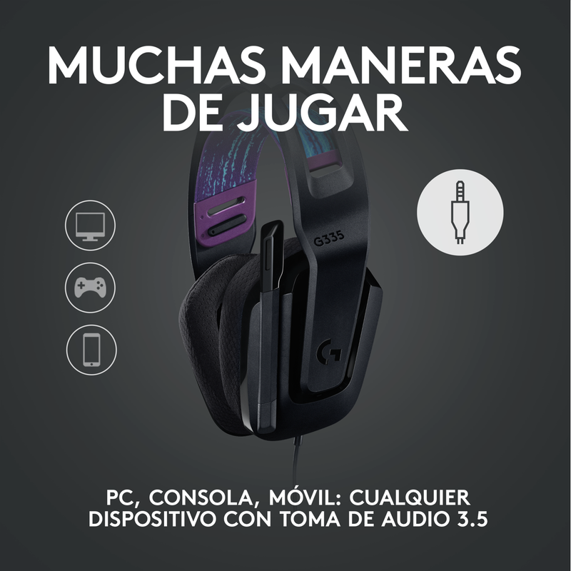 Diadema Gamer Logitech G335 / Color & Confort, Pc, Ps5, Xbox