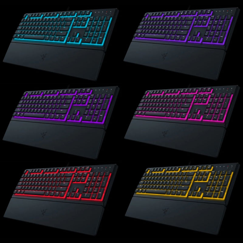 Razer Teclado Ornata V3 X RGB gaming con teclas low-profile, silencioso, reposamuñecas ergonómico y resistente En Español