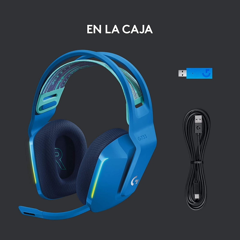 Diadema Gamer Inalámbrica Rgb Logitech G733 / 7.1 Dts, Azul