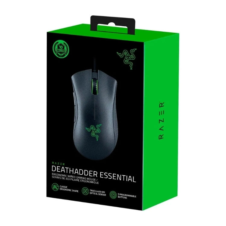 Mouse Gamer Razer DeathAdder Essential 6400 DPI Ergonómico 5 Botones Programables USB - Negro