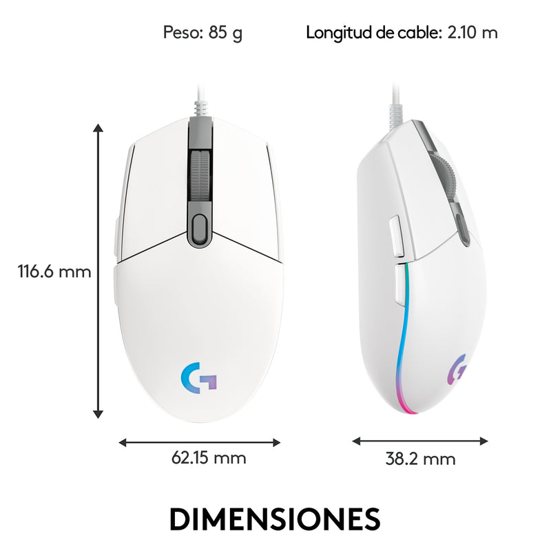 Mouse Gamer Logitech G203 Lightsync Rgb / 8000dpi - Blanco