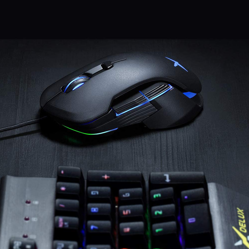 Mouse Gamer Delux M627s Rgb, Programable 8 Botones, 16000dpi