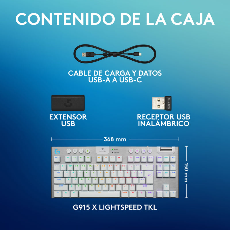Teclado Gamer Mecánico Logitech G915 X Lightspeed Tkl, Wht