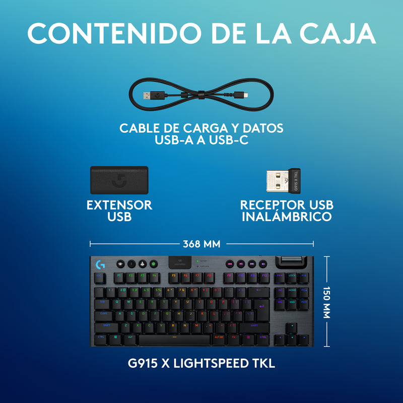 Teclado Gamer Mecánico Logitech G915 X Lightspeed Tkl, Blk
