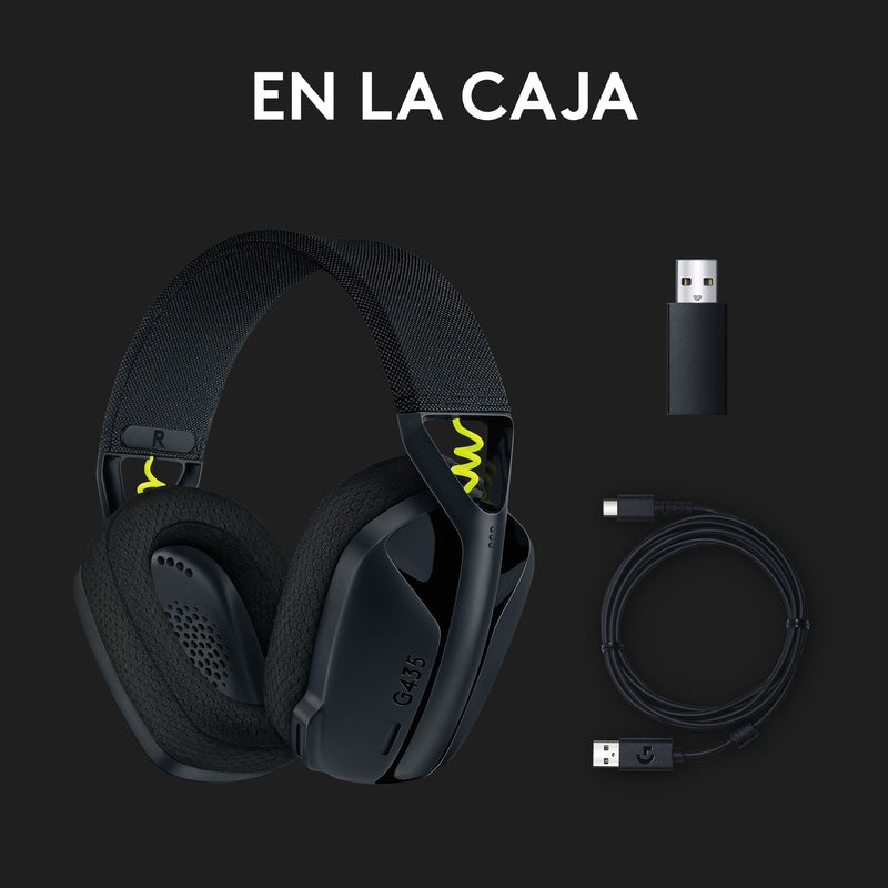 Diadema Gamer Inalámbrica + Bt, Logitech G435, Pc Ps4, Negra
