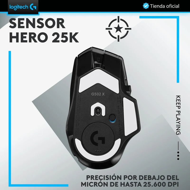 Logitech G502 X Lightspeed, Mouse Gamer Inalámbrico Hero 25k
