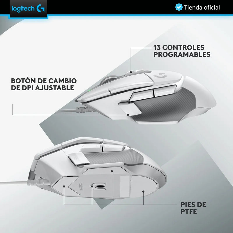 Logitech G502 X, Mouse Gamer Switch Lightforce, Hero 25k, Blanco