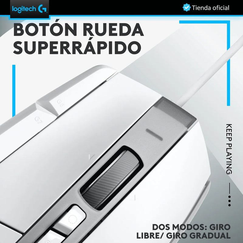 Logitech G502 X, Mouse Gamer Switch Lightforce, Hero 25k, Blanco