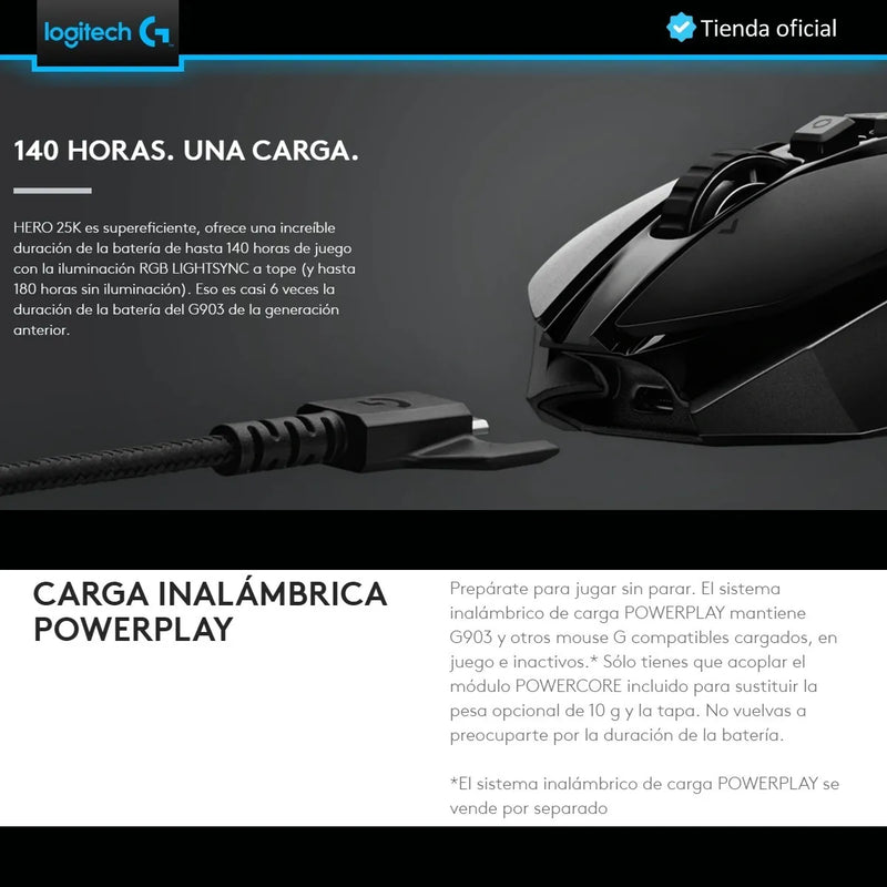 Logitech G903 Lightspeed Mouse Gamer Profesional Inalámbrico