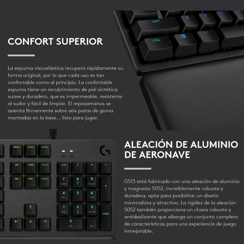 Combo Gamer Logitech Teclado Mecánico G513 + Mouse G502 Hero