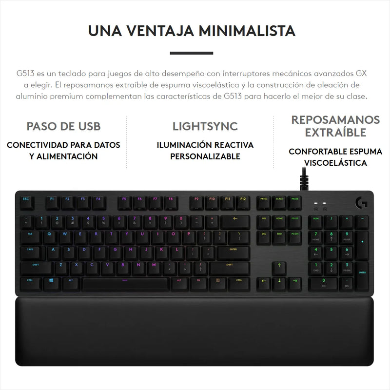 Combo Gamer Logitech Teclado Mecánico G513 + Mouse G502 Hero