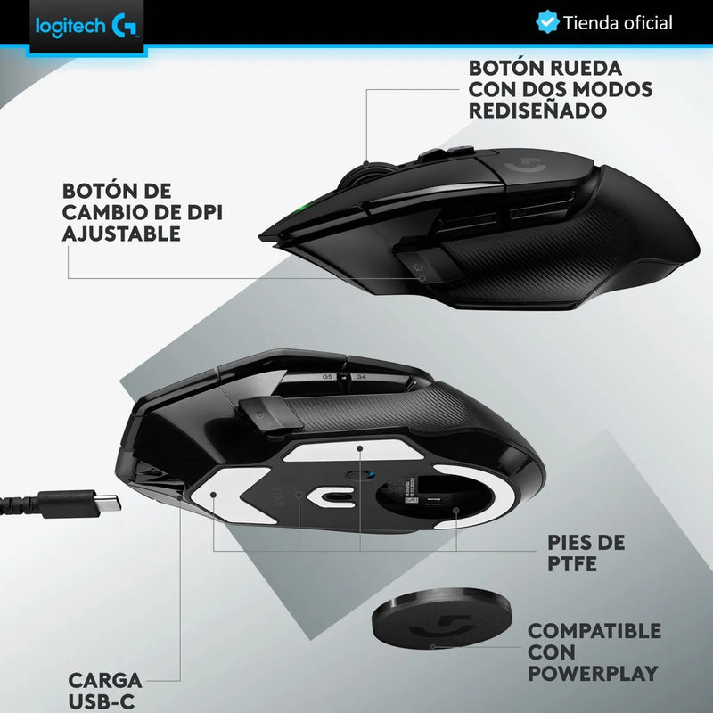 Logitech G502 X Lightspeed, Mouse Gamer Inalámbrico Hero 25k