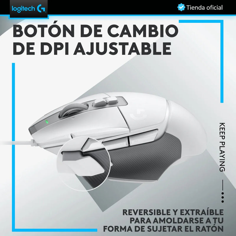 Logitech G502 X, Mouse Gamer Switch Lightforce, Hero 25k, Blanco