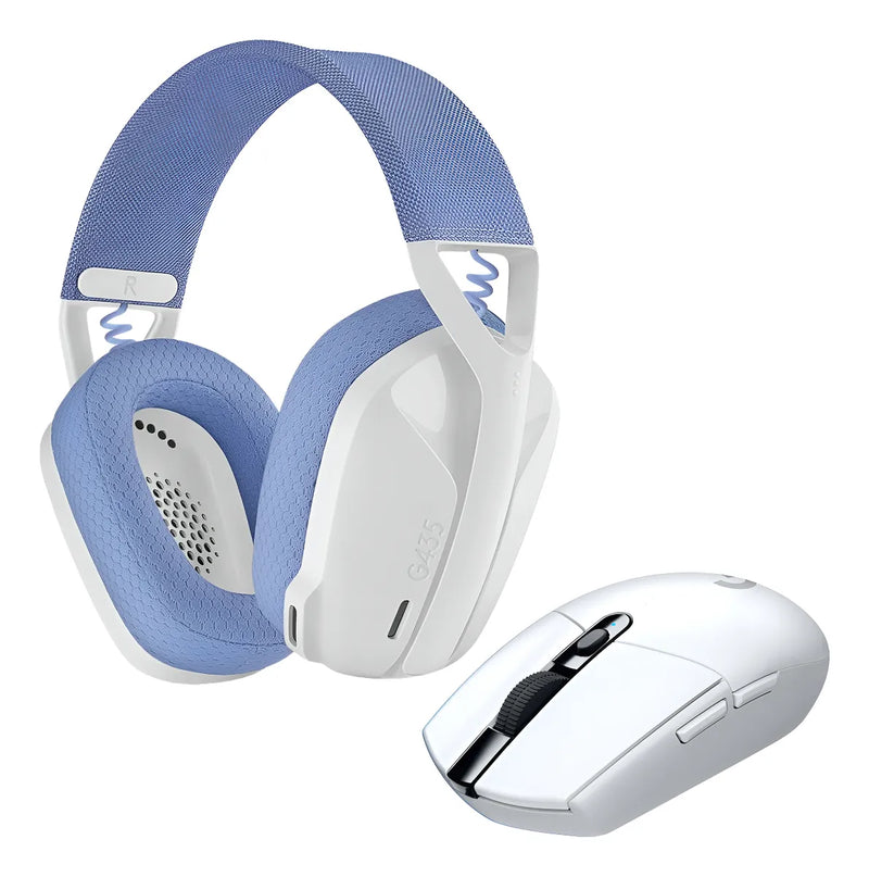 Logitech Diadema Gamer G435 Inalámbrica + Mouse Gamer G305 Blanco