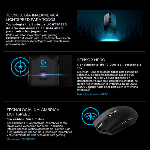 Mouse Gamer Inalámbrico Logitech G305 / 12000dpi - Azul
