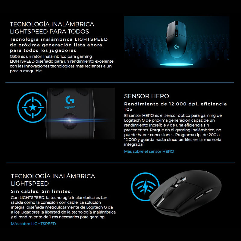 Logitech Diadema Gamer G435 Inalámbrica + Mouse Gamer G305 Blanco