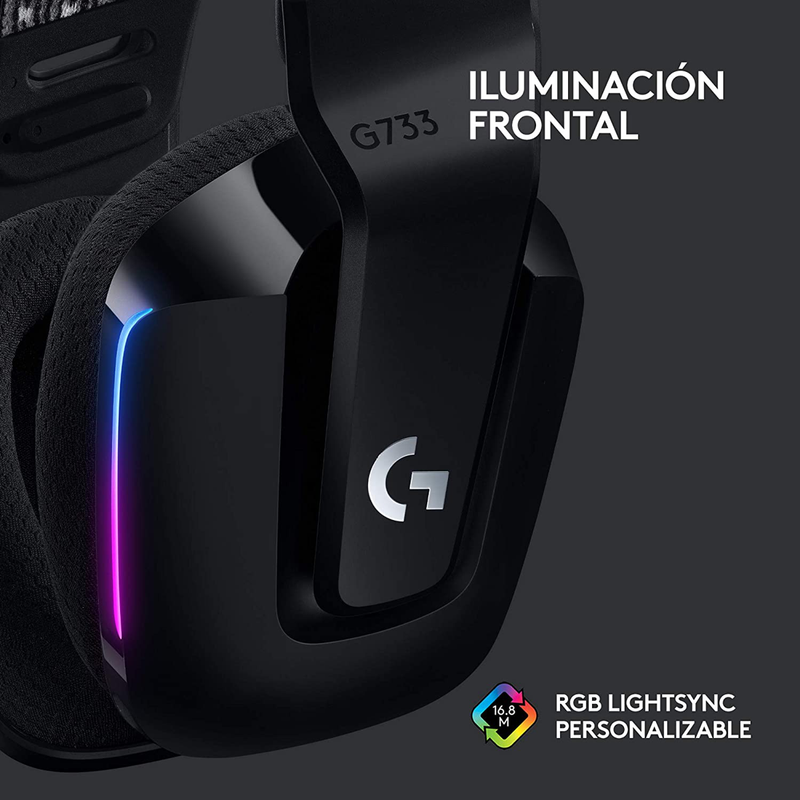 Diadema Gamer Inalámbrica Rgb Logitech G733 / 7.1 Dts, Negra