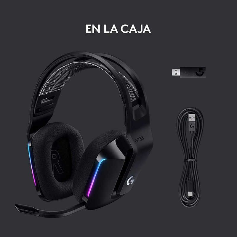 Diadema Gamer Inalámbrica Rgb Logitech G733 / 7.1 Dts, Negra