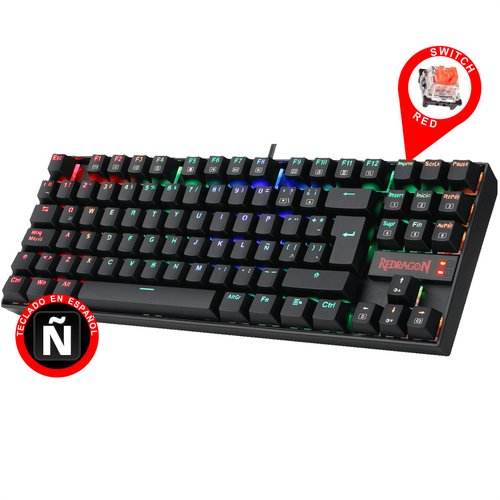 Teclado Mecánico Redragon K552rgb Kumara Negro, Switch Rojo