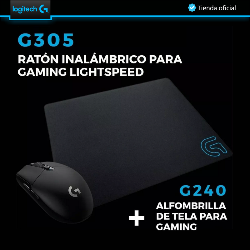Logitech Diadema Gamer G435 Inalámbrica + Mouse Gamer G305 Negro