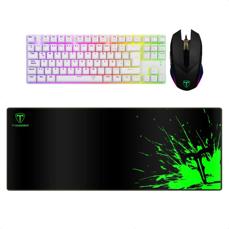 Combo Tdagger Teclado Arena Wht + Mouse Tgm301 + Pad Mouse Lava L