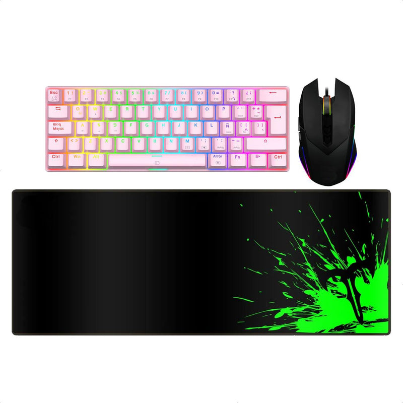 Combo Tdagger Teclado Arena Pnk + Mouse Tgm301 + Pad Mouse Lava L