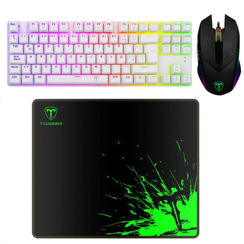 Combo T-dagger Teclado Arena Blanco + Mouse Tgm301+ Pad Mouse Lava M